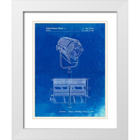 PP961-Faded Blueprint Mole-Richardson Film Light Patent Poster White Modern Wood Framed Art Print with Double Matting by Borders, Cole