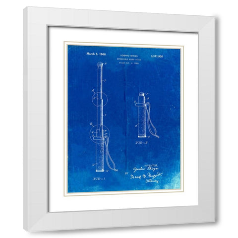 PP970-Faded Blueprint Night Stick Patent Poster White Modern Wood Framed Art Print with Double Matting by Borders, Cole