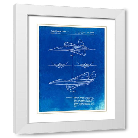 PP972-Faded Blueprint Northrop F-23 Fighter Stealth Plane Patent  White Modern Wood Framed Art Print with Double Matting by Borders, Cole