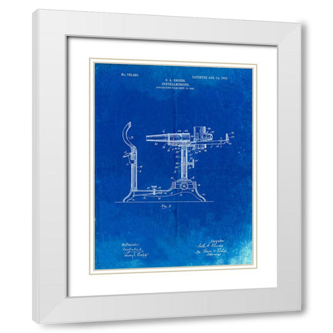 PP974-Faded Blueprint Ophthalmoscope Patent  White Modern Wood Framed Art Print with Double Matting by Borders, Cole