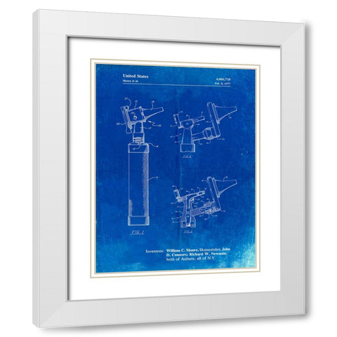 PP978-Faded Blueprint Otoscope Patent Print White Modern Wood Framed Art Print with Double Matting by Borders, Cole