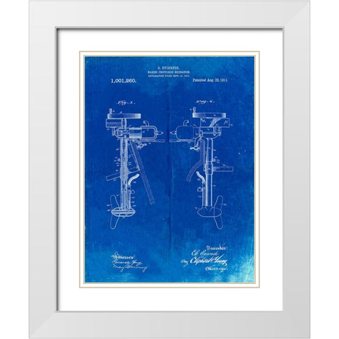 PP979-Faded Blueprint Otoscope Patent Print White Modern Wood Framed Art Print with Double Matting by Borders, Cole