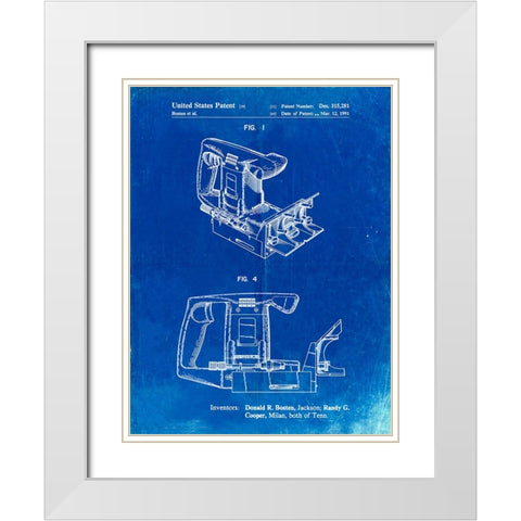 PP990-Faded Blueprint Plate Joiner Poster White Modern Wood Framed Art Print with Double Matting by Borders, Cole