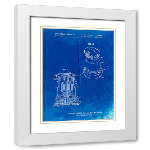 PP998-Faded Blueprint Porter Cable Palm Grip Sander Patent Poster White Modern Wood Framed Art Print with Double Matting by Borders, Cole