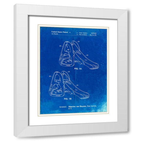 PP1039-Faded Blueprint Slide Poster White Modern Wood Framed Art Print with Double Matting by Borders, Cole