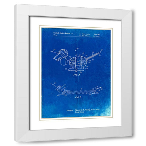 PP1041-Faded Blueprint Slide Rule Patent Poster White Modern Wood Framed Art Print with Double Matting by Borders, Cole