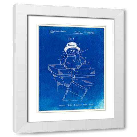 PP1067-Faded Blueprint Stocking Holder Poster White Modern Wood Framed Art Print with Double Matting by Borders, Cole