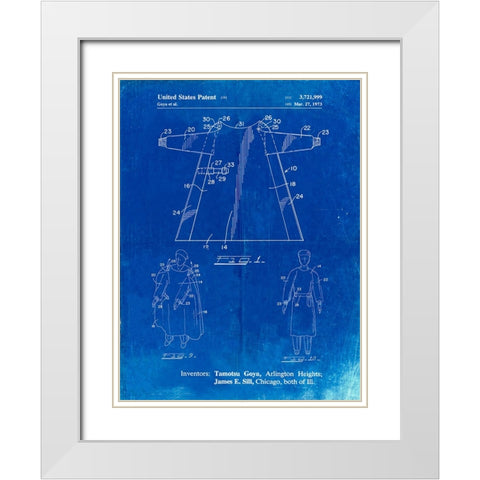 PP1074-Faded Blueprint Surgical Gown Patent Print White Modern Wood Framed Art Print with Double Matting by Borders, Cole