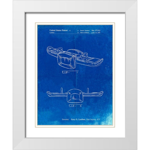 PP1087-Faded Blueprint Teeter Totter Poster White Modern Wood Framed Art Print with Double Matting by Borders, Cole