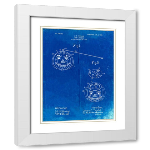 PP1106-Faded Blueprint Toy Lantern Poste Patent White Modern Wood Framed Art Print with Double Matting by Borders, Cole