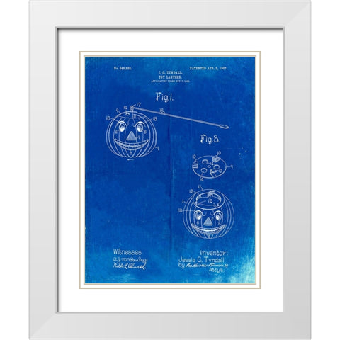 PP1106-Faded Blueprint Toy Lantern Poste Patent White Modern Wood Framed Art Print with Double Matting by Borders, Cole