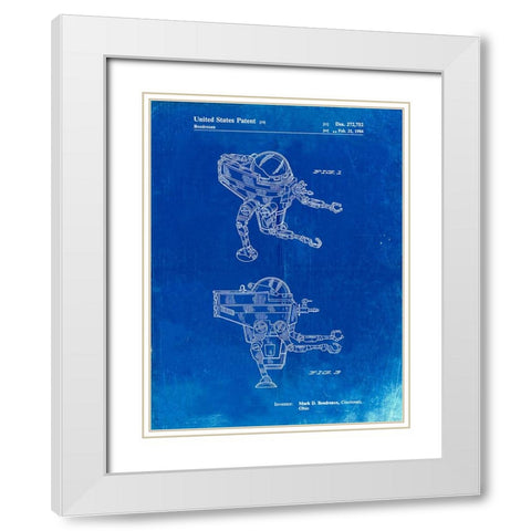 PP1107-Faded Blueprint Mattel Space Walking Toy Patent Poster White Modern Wood Framed Art Print with Double Matting by Borders, Cole