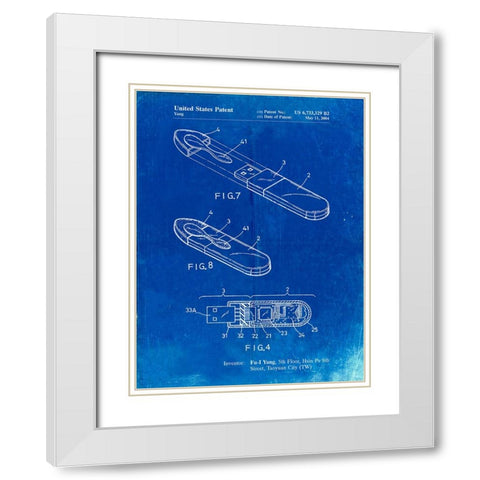 PP1120-Faded Blueprint USB Flash Drive Patent Poster White Modern Wood Framed Art Print with Double Matting by Borders, Cole