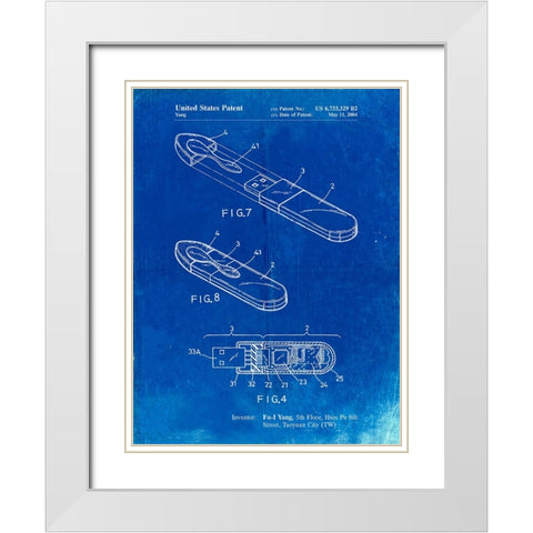 PP1120-Faded Blueprint USB Flash Drive Patent Poster White Modern Wood Framed Art Print with Double Matting by Borders, Cole