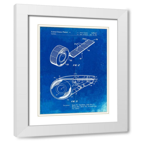 PP1133-Faded Blueprint White Out Tape Patent Poster White Modern Wood Framed Art Print with Double Matting by Borders, Cole