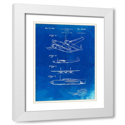 PP69-Faded Blueprint Lockheed XP-58 Chain Lightning Poster White Modern Wood Framed Art Print with Double Matting by Borders, Cole