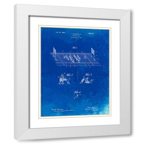 PP142- Faded Blueprint Football Board Game Patent Poster White Modern Wood Framed Art Print with Double Matting by Borders, Cole