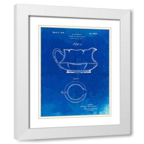 PP155- Faded Blueprint Haviland Basin Pitcher Patent Poster White Modern Wood Framed Art Print with Double Matting by Borders, Cole