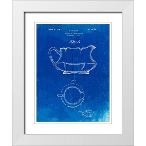 PP155- Faded Blueprint Haviland Basin Pitcher Patent Poster White Modern Wood Framed Art Print with Double Matting by Borders, Cole