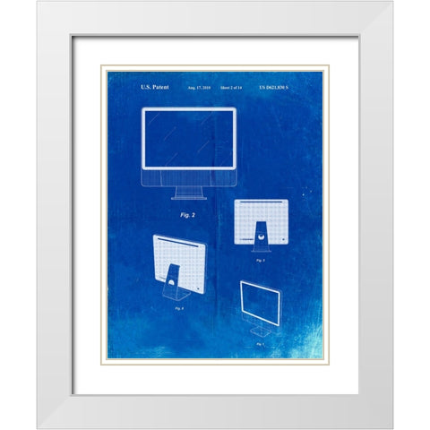 PP178- Faded Blueprint iMac Computer Mid 2010 Patent Poster White Modern Wood Framed Art Print with Double Matting by Borders, Cole