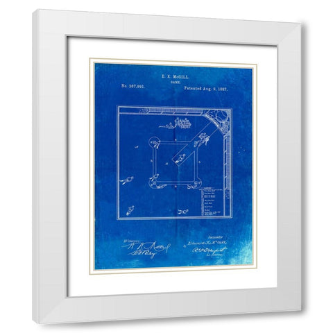 PP192- Faded Blueprint Our National Ball Game Patent Poster White Modern Wood Framed Art Print with Double Matting by Borders, Cole