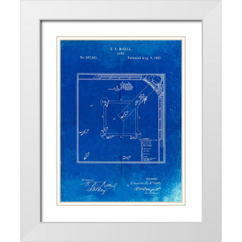 PP192- Faded Blueprint Our National Ball Game Patent Poster White Modern Wood Framed Art Print with Double Matting by Borders, Cole