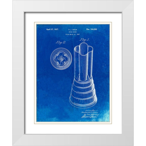 PP205- Faded Blueprint Waring Blender 1937 Patent Poster White Modern Wood Framed Art Print with Double Matting by Borders, Cole