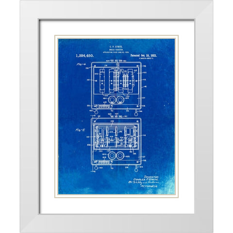 PP207- Faded Blueprint Toastmaster Toaster Patent Print White Modern Wood Framed Art Print with Double Matting by Borders, Cole
