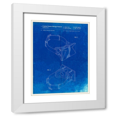 PP279-Faded Blueprint Oculus Rift Patent Poster White Modern Wood Framed Art Print with Double Matting by Borders, Cole