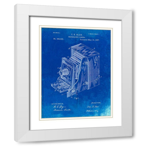 PP301-Faded Blueprint Lucidograph Camera Patent Poster White Modern Wood Framed Art Print with Double Matting by Borders, Cole