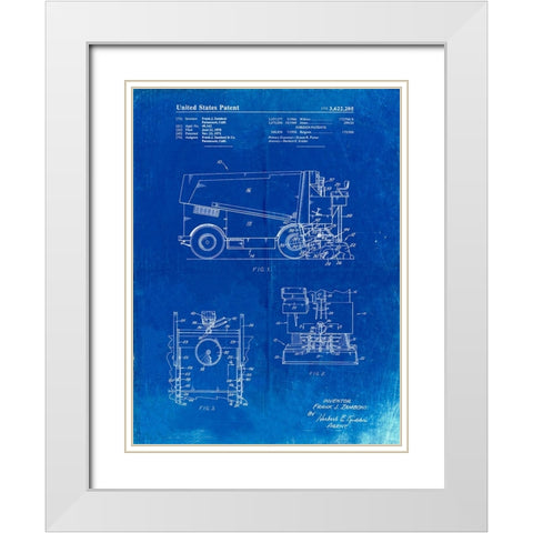 PP313-Faded Blueprint Ice Resurfacing Patent Poster White Modern Wood Framed Art Print with Double Matting by Borders, Cole