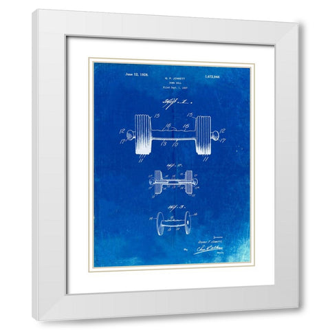 PP314-Faded Blueprint Dumbbell Patent Poster White Modern Wood Framed Art Print with Double Matting by Borders, Cole