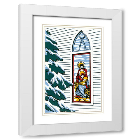 C-3150 White Modern Wood Framed Art Print with Double Matting by Crockett Collection