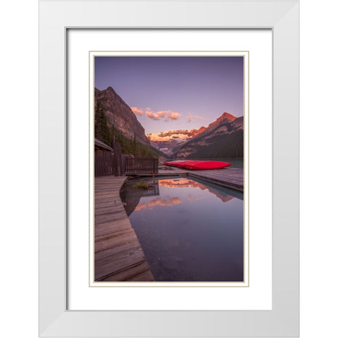 Kayak Launch White Modern Wood Framed Art Print with Double Matting by Ballard, Dan