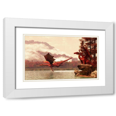 Autumn Dragons White Modern Wood Framed Art Print with Double Matting by Eskridge, Daniel