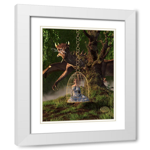 Dragon Bait White Modern Wood Framed Art Print with Double Matting by Eskridge, Daniel