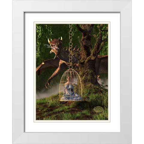Dragon Bait White Modern Wood Framed Art Print with Double Matting by Eskridge, Daniel