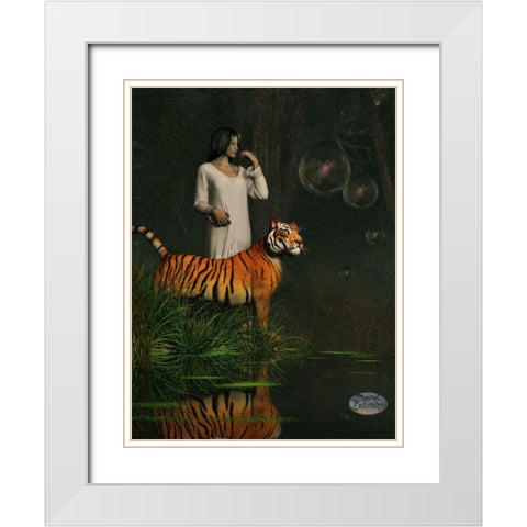 Dreams Of Tigers And Bubbles White Modern Wood Framed Art Print with Double Matting by Eskridge, Daniel