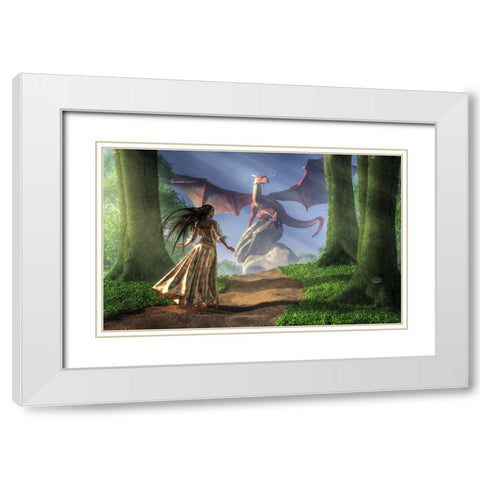 Facing The Red Dragon White Modern Wood Framed Art Print with Double Matting by Eskridge, Daniel