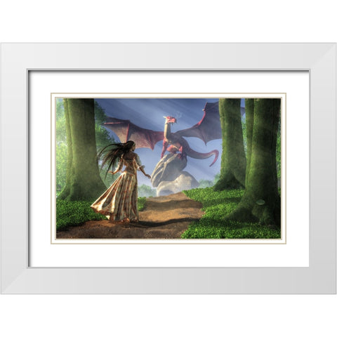 Facing The Red Dragon White Modern Wood Framed Art Print with Double Matting by Eskridge, Daniel