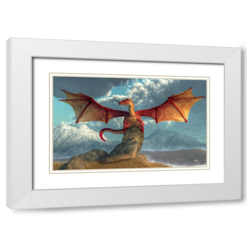 Fire Dragon White Modern Wood Framed Art Print with Double Matting by Eskridge, Daniel
