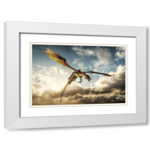 Flying Dragon Death From Above White Modern Wood Framed Art Print with Double Matting by Eskridge, Daniel