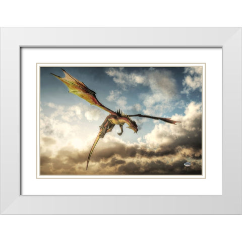 Flying Dragon Death From Above White Modern Wood Framed Art Print with Double Matting by Eskridge, Daniel