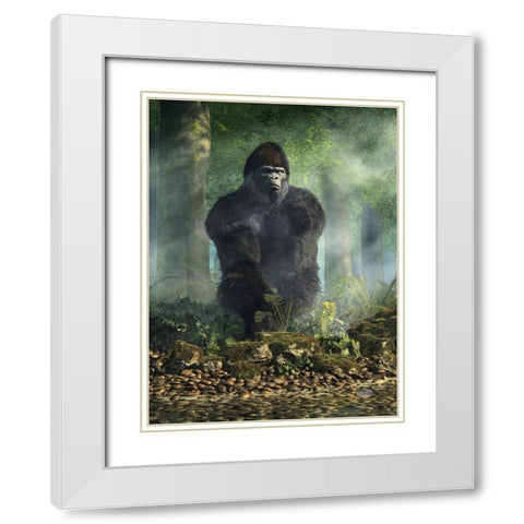 Gorilla White Modern Wood Framed Art Print with Double Matting by Eskridge, Daniel