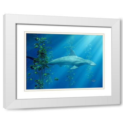 Hammer Head Among The Seaweed White Modern Wood Framed Art Print with Double Matting by Eskridge, Daniel