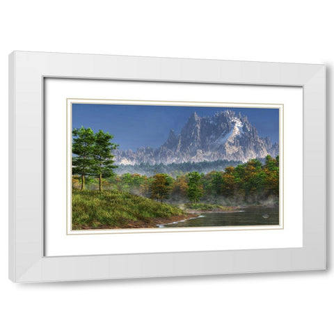 Happy River Valley White Modern Wood Framed Art Print with Double Matting by Eskridge, Daniel