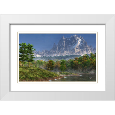 Happy River Valley White Modern Wood Framed Art Print with Double Matting by Eskridge, Daniel