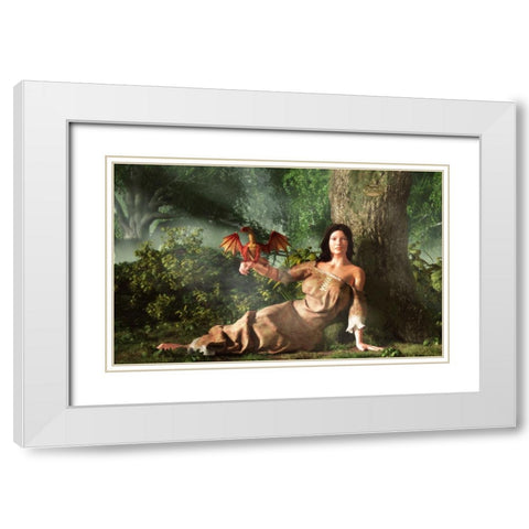 My Little Dragon White Modern Wood Framed Art Print with Double Matting by Eskridge, Daniel