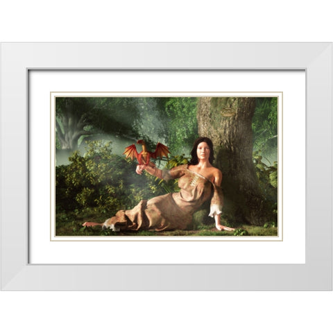 My Little Dragon White Modern Wood Framed Art Print with Double Matting by Eskridge, Daniel
