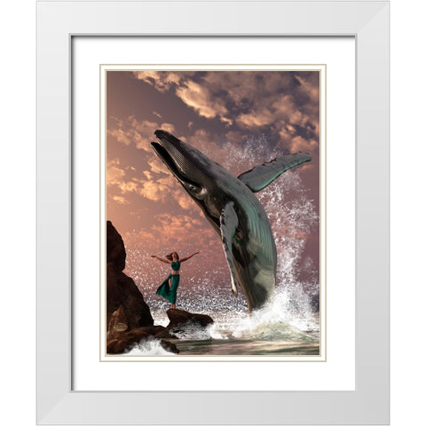 Whale Watcher White Modern Wood Framed Art Print with Double Matting by Eskridge, Daniel
